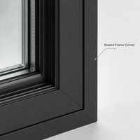 Fenêtre fixe en aluminium à rupture de pont thermique, grand panneau de verre trempé isolé pour façade