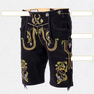 Pantalones cortos Lederhosen para hombre con bordado detallado de piel sintética y tirantes para eventos tradicionales y reuniones culturales - Product Image 3
