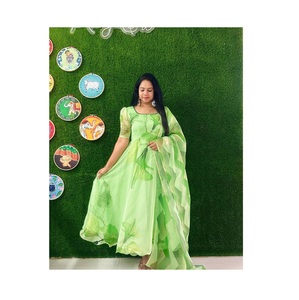 ชุดกาวน์ยี่ห้อ Anarkali ดีไซน์เนอร์ระดับพรีเมียมพิมพ์ลายดิจิทัลชุดผ้าไหมออร์แกนซ่าทันสมัยพิมพ์ลายสำหรับตกแต่ง - Product Image 5