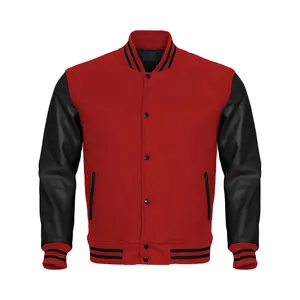 Veste Letterman baseball Blouson bombardier pour hommes veste universitaire composée de manches en cuir d'origine avec corps en laine