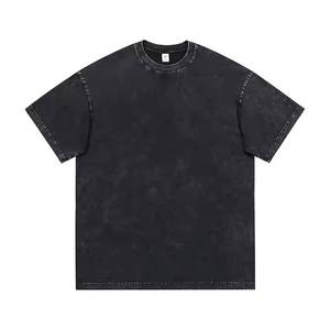 Camisetas de manga corta con lavado ácido para hombre, cuello caído en los hombros, patrón sólido transpirable, ropa a granel de THG - Product Image 4