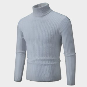 Pull à col roulé décontracté pour hommes en tricot à col haut pull d'hiver à col rond manches longues respirant motif anti-rétrécissement décoré - Product Image 2