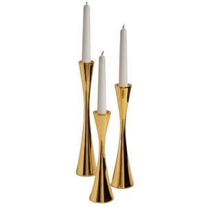 Ensemble de 3 bougeoirs en métal doré moderne, élégants, pour la décoration de la maison, bougeoirs en aluminium poli luxueux - Product Image 1