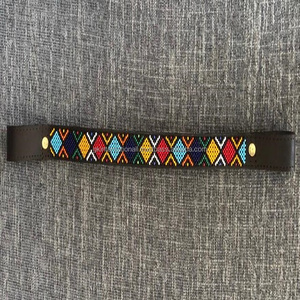 Banda de cuero con cuentas Multicolor de calidad superior, banda de cuero negro para cejas, inglés, hecha a mano, con cuentas personalizadas - Product Image 4