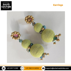 Leaders dans la fourniture de boucles d'oreilles boule de cordon couleur menthe de 8cm de long fabriquées à la main de qualité éprouvée adaptées à toutes les occasions pour les femmes - Product Image 3