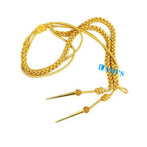 Aiguillettes de alambre de lingotes de oro personalizados, cordón de uniforme, cordones de alambre de lingotes, uniforme Aiguillette con puntas doradas - Product Image 1
