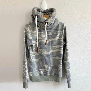 Women's Casual <b>Green</b> Camo Pullover Hoodie Streetwear breathable Cotton Fleece Cowl Neck Hooded Sweatshirt <b>Top</b> - Product Image 2
