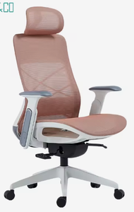Chaise de bureau ergonomique en maille avec accoudoirs réglables et appui-tête intégré, design pivotant, style contemporain, base en plastique - Product Image 3