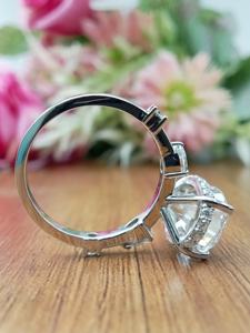 Anillo de compromiso y aniversario de boda de plata de ley elegante con diamante de corte cojín, regalo personalizado, moissanita VVS 100% con certificación GIA - Product Image 4