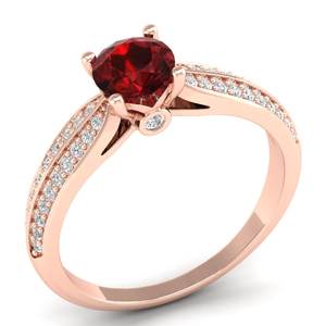 Bague REYES de qualité supérieure en or massif 14 carats avec moissanite et grenat certifiés GRA, bijoux de luxe de créateur, cadeaux - Product Image 2