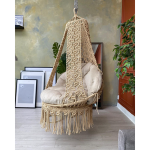 Silla Colgante de Macramé de Lujo para Exteriores, Hamaca de Algodón con Estructura Metálica para Jardín o Patio - Product Image 3