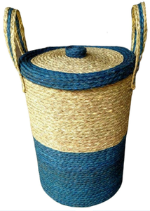 New Seagrass Laundry <b>Basket</b> <b>With</b> Inner Liner <b>Lidded</b> Seagrass Hamper Natural Eco-Friendly Container Storage <b>Basket</b> in Bangladesh - Product Image 2