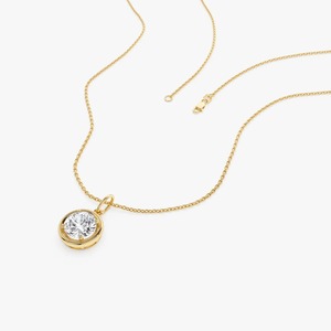 Collier pendentif captivant en diamant de laboratoire de forme ronde 1,00 carat E-F VS avec chaîne en or 14K pour occasions spéciales et soirées - Product Image 3