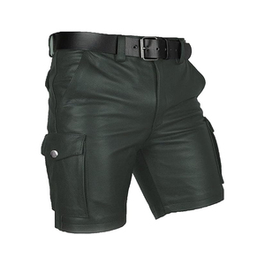 Professional Factory Made <b>Men</b> Custom <b>Leather</b> Fashion <b>Shorts</b> / High Street <b>Leather</b> Patches <b>Men</b> Fashionable Casual <b>Shorts</b> - Product Image 3