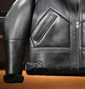 Classic 100% Genuine PU <b>Leather</b> <b>Brown</b> Plus Size Motorcycle <b>Jacket</b> for <b>Men</b> Winter Warm Shearling Fur Stand Waterproof Breathable - Product Image 5