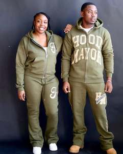 Conjuntos al por mayor para mujer, chándales con lavado ácido para hombre, conjunto de sudadera con capucha y pantalones acampanados 100% algodón para hombre, ropa de chándal personalizada - Product Image 2