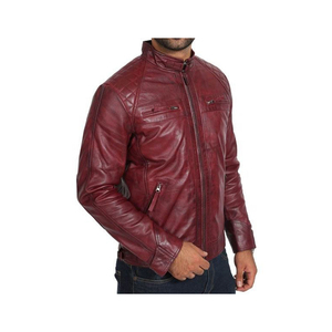 Grossiste Fashion Wear Veste en cuir Veste en cuir véritable pour hommes avec fermeture éclair produit à vendre - Product Image 6
