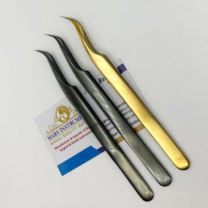 Pince à épiler plasma noir en acier inoxydable pour extensions de cils incurvées J - Product Image 2