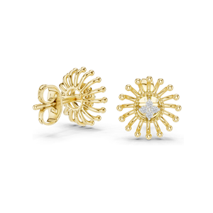 Sunburst Lab Diamond <b>Earrings</b> with <b>Moissanite</b> 0.04 CT VVS-VS EF Diamonds Available in 18KT, 14KT, 10KT Gold & 925 Silver - Product Image 2