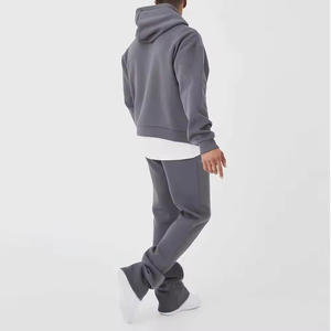 Ensemble de survêtements évasés de haute qualité pour hommes, couleur unie, décontracté, coupe boxy vierge, sweatshirts à capuche avec logo personnalisé, sweatshirts d'hiver - Product Image 2