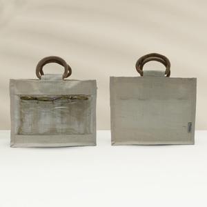 Bolsas de yute duraderas ecológicas al por mayor de primera calidad con personalización de mango de cinta de ventana de PVC transparente - Product Image 4