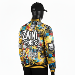 Veste en satin brillant de qualité supérieure 180 GSM Impression graphique multicolore vibrante Logo personnalisé Transfert thermique Veste en satin confortable pour hommes - Product Image 4