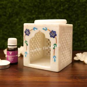 Hermoso difusor de aroma de mármol blanco hecho a mano ilustraciones indias mejor precio fragancia Quemador de aceite incienso soportes de incienso al por mayor - Product Image 5