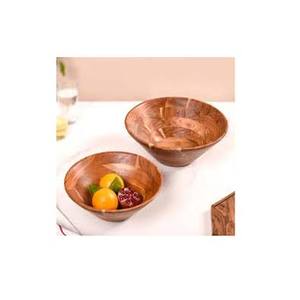 Cuenco redondo elegante para servir ensalada y sopa con diseño martillado exterior Cuencos de madera para servir sopa y salsa Apto para alimentos - Product Image 4