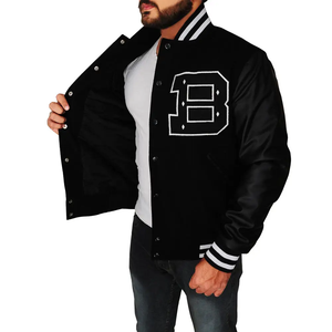 เสื้อแจ็กเก็ตบอมเบอร์แนววินเทจของผู้ชายเสื้อแจ็กเก็ตหนังกำมะหยี่ปักลายมหาวิทยาลัยผ้าฝ้ายเลตเทอร์แมนส่วนมาก - Product Image 2