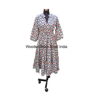 Élégant 100% coton Himanshi robe mi-longue pour les femmes à la main belle confortable été décontracté fête porter de l'Inde - Product Image 2