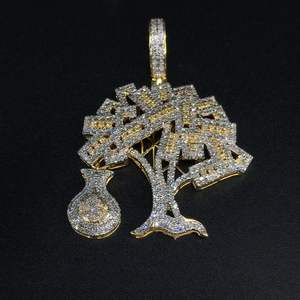 Pendentif en or jaune et diamant exquis de l'arbre d'argent 10K une pièce de déclaration pour les bijoux de mode haut de gamme - Product Image 2