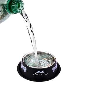 Bol pour animaux de compagnie en acier inoxydable antidérapant 700 ml Bol à eau et à nourriture Noir Gris Combo 2 ensembles pour chats chiens pour taille moyenne pour cadeaux d'anniversaire - Product Image 5