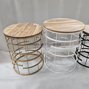 Ensemble de tables basses modernes en or, 2 pièces, structure métallique cylindrique ouverte avec plateau rond, pour salons et espaces commerciaux - Product Image 6