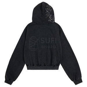 Sudadera con Capucha de Invierno para Mujer, Tejida, Casual, Bordada con Pedrería de Alta Calidad, Ecológica, Transpirable, Mezcla de Algodón, con Detalle Frontal Atractivo - Product Image 2
