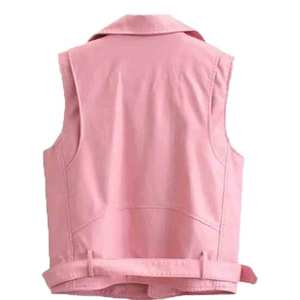 Más de moda 2025 nuevo diseño personalizado mujeres invierno estilo motero Chaleco de cuero mujeres sin mangas cuero genuino ropa exterior chaleco - Product Image 5
