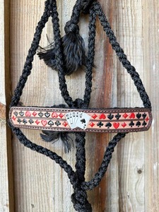 Têtière en cuir à double couture avec motif floral, licol de cheval western, collier de tête pour écurie extérieure - Product Image 5