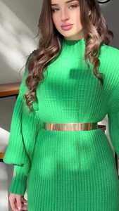 Maglione da <span class=keywords><strong>donna</strong></span> Extra lungo e taglia più lunga in maglia da 2024 inverno nuovo Pullover a <span class=keywords><strong>mezza</strong></span> <span class=keywords><strong>manica</strong></span> lunga - Product Image 4