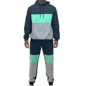 Punchin Sports Logo personnalisé 100% survêtements en coton pour hommes cordon de serrage rond surdimensionné 3 Patchwork respirant grande taille ensembles - Product Image 3