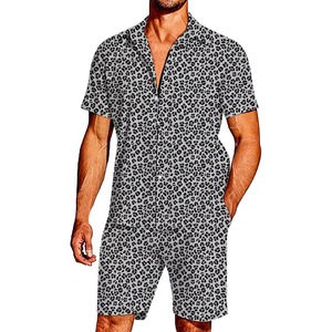 Conjunto doble de moda para hombre, conjunto de playa, camisa de manga corta y pantalones cortos a juego, conjunto de dos piezas para vacaciones de verano y vacaciones - Product Image 5