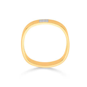 Anillo de banda cuadrado de oro de 18k, joyería fina geométrica, chapado en rodio, regalo de aniversario - Product Image 5