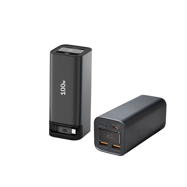 Wholesale Aluminum Alloy 20000mAh Power Bank 100W Retractable Type C Cable GaN Tech LED Display Portable Power Station Certified