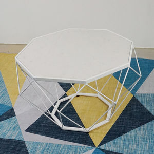 SFBT026 Modern Marble <b>Sofa</b> <b>Table</b> Dimond Collection with White Frame and Decorative White Marble Top - Product Image 4