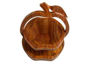 "Foldable <b>Wooden</b> Dry Fruit <b>Basket</b> Large Apple Shaped Collapsible Fruit Bowl Handcrafted Oden Style <b>Wooden</b> Snack Tray Kitchen - Product Image 5