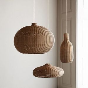 Abat-jour en rotin de bambou présentant un attrait bohème artistique parfait pour les décorations intérieures créatives uniques - Product Image 4