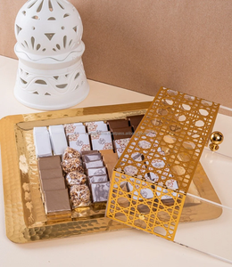 Manufacturer Premium Quality Wholesale Metal Chocolate Serving <b>Tray</b> Silver Finished with Decorative Acrylic Dome Lid - Product Image 5