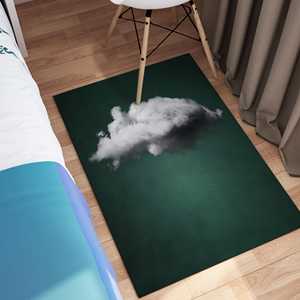 Alfombra con Estampado de Nubes: Diseño Surrealista Verde Moderno para Decoración del Hogar, con Pelo Suave - Product Image 5