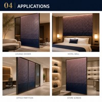 Panel Kaca Berpola Geometris Gradasi Navy, Tempered Laminated, untuk Partisi Dinding Dekoratif