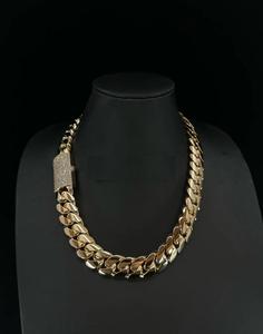 Cadena de Eslabones Cubanos de 22mm, Moissanita VVS1 con Oro Blanco de 14K Acabado en Plata Esterlina 925, El Probador de Diamantes - Product Image 1