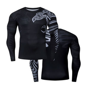 Rashguard de BJJ con Estampado Personalizado, Ropa Deportiva al por Mayor, Poliéster/Nailon, Unisex, Manga Larga, Adultos, Impresión Digital, 10 Conjuntos - Product Image 3
