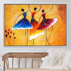 Impression sur toile Modern Dancers : Art mural élégant sur verre trempé avec des ballerines, toile encadrée blanche - Product Image 1